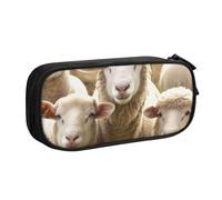 BNVSADC Sheep and Lambs Printed Pencil Case Large Pen Bag Cute Pencil Box Pouch Office School Stationery Organizer for Girls Boys, Black