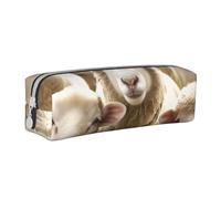 BNVSADC Sheep and Lambs Printed Pencil Case Leather Pencil Pouch Cute Stationery Pencil Pen Bag with Zipper for School Office Travel