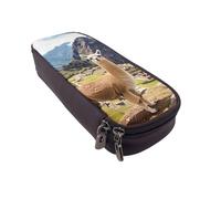 BNVSADC Sheep Printed PU Leather Flip Pencil Case, Cute Pencil Box Pen Bag Stationery Organizer Makeup Bag for School Office Travel