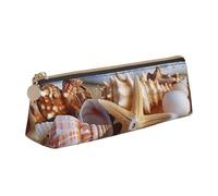 BNVSADC Shells on The Beach Printed Triangle Pencil Case Leather Pencil Pouch Cute Stationery Pencil Pen Bag for School Office Travel