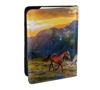 BNVSADC Shocking Running Horse Printed Passport Holder Travel PU Leather Passport Cover Case Organiser for Men Women, 6.5 inch