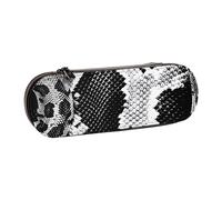 BNVSADC Snake Skin Black and White Printed Leather Pencil Pen Case & Makeup Bag - Stylish Hard Shell Pencil Bag Stationery Organizer Pouch for School Office Travel