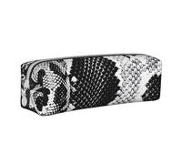 BNVSADC Snake Skin Black and White Printed Pencil Case Leather Pencil Pouch Cute Stationery Pencil Pen Bag with Zipper for School Office Travel