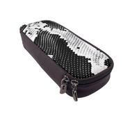 BNVSADC Snake Skin Black and White Printed PU Leather Flip Pencil Case, Cute Pencil Box Pen Bag Stationery Organizer Makeup Bag for School Office Travel