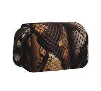 BNVSADC Snake Skin Printed Print Flip Top Double Layer Pencil Case - Large Capacity School Supplies Organizer for Students, Kids, Teens, Artists, Travel & Office Use