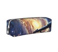 BNVSADC Space Galaxy with Telescope Printed Pencil Case Leather Pencil Pouch Cute Stationery Pencil Pen Bag with Zipper for School Office Travel