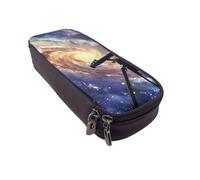 BNVSADC Space Galaxy with Telescope Printed PU Leather Flip Pencil Case, Cute Pencil Box Pen Bag Stationery Organizer Makeup Bag for School Office Travel