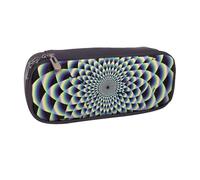 BNVSADC Spiral Optical Illusion Art Printed Leather Pencil Pen Case & Makeup Bag - Stylish Pencil Bag Stationery Organizer Pouch for School Office Travel