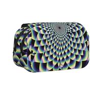 BNVSADC Spiral Optical Illusion Art Printed Print Flip Top Double Layer Pencil Case - Large Capacity School Supplies Organizer for Students, Kids, Teens, Artists, Travel & Office Use