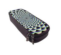 BNVSADC Spiral Optical Illusion Art Printed PU Leather Flip Pencil Case, Cute Pencil Box Pen Bag Stationery Organizer Makeup Bag for School Office Travel