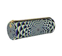 BNVSADC Spiral Optical Illusion Art Printed Round Pencil Case Leather Pencil Pouch Cute Stationery Pencil Pen Bag for School Office Travel
