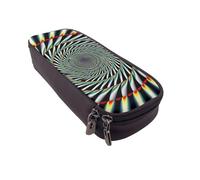 BNVSADC Spiral Optical Illusion Printed PU Leather Flip Pencil Case, Cute Pencil Box Pen Bag Stationery Organizer Makeup Bag for School Office Travel