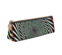 BNVSADC Spiral Optical Illusion Printed Triangle Pencil Case Leather Pencil Pouch Cute Stationery Pencil Pen Bag for School Office Travel