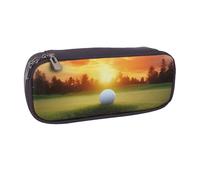 BNVSADC Sport Golf Ball Sunset Tree Printed Leather Pencil Pen Case & Makeup Bag - Stylish Pencil Bag Stationery Organizer Pouch for School Office Travel