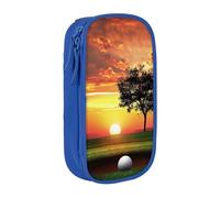 BNVSADC Sport Golf Ball Sunset Tree Printed Pencil Case for Girls Boys, Large Capacity Pencil Pouch Cute Pencil Box Adult Makeup Bag with 2 Compartments, Blue