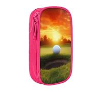 BNVSADC Sport Golf Ball Sunset Tree Printed Pencil Case for Girls Boys, Large Capacity Pencil Pouch Cute Pencil Box Adult Makeup Bag with 2 Compartments, Pink