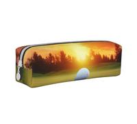 BNVSADC Sport Golf Ball Sunset Tree Printed Pencil Case Leather Pencil Pouch Cute Stationery Pencil Pen Bag with Zipper for School Office Travel