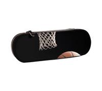 BNVSADC Sports Basketball Printed Leather Pencil Pen Case & Makeup Bag - Stylish Hard Shell Pencil Bag Stationery Organizer Pouch for School Office Travel