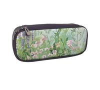 BNVSADC Springtime Herb Garden Printed Leather Pencil Pen Case & Makeup Bag - Stylish Pencil Bag Stationery Organizer Pouch for School Office Travel