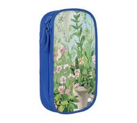 BNVSADC Springtime Herb Garden Printed Pencil Case for Girls Boys, Large Capacity Pencil Pouch Cute Pencil Box Adult Makeup Bag with 2 Compartments, Blue