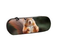 BNVSADC Squirrel Funny Animal Printed Leather Pencil Pen Case & Makeup Bag - Stylish Hard Shell Pencil Bag Stationery Organizer Pouch for School Office Travel