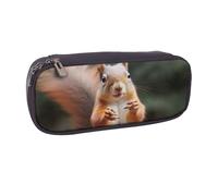 BNVSADC Squirrel Funny Animal Printed Leather Pencil Pen Case & Makeup Bag - Stylish Pencil Bag Stationery Organizer Pouch for School Office Travel