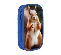 BNVSADC Squirrel Funny Animal Printed Pencil Case for Girls Boys, Large Capacity Pencil Pouch Cute Pencil Box Adult Makeup Bag with 2 Compartments, Blue