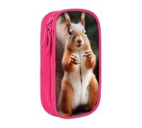 BNVSADC Squirrel Funny Animal Printed Pencil Case for Girls Boys, Large Capacity Pencil Pouch Cute Pencil Box Adult Makeup Bag with 2 Compartments, Pink
