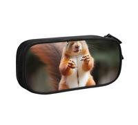 BNVSADC Squirrel Funny Animal Printed Pencil Case Large Pen Bag Cute Pencil Box Pouch Office School Stationery Organizer for Girls Boys, Black
