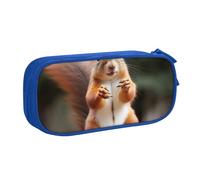 BNVSADC Squirrel Funny Animal Printed Pencil Case Large Pen Bag Cute Pencil Box Pouch Office School Stationery Organizer for Girls Boys, Blue