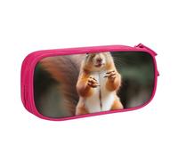 BNVSADC Squirrel Funny Animal Printed Pencil Case Large Pen Bag Cute Pencil Box Pouch Office School Stationery Organizer for Girls Boys, Pink