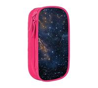 BNVSADC Starry Night Deep Outer Space Printed Pencil Case for Girls Boys, Large Capacity Pencil Pouch Cute Pencil Box Adult Makeup Bag with 2 Compartments, Pink