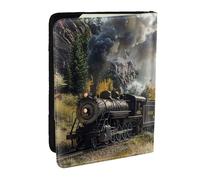 BNVSADC Steam Locomotive Train Printed Passport Holder Travel PU Leather Passport Cover Case Organiser for Men Women, 6.5 inch