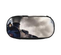 BNVSADC Steam Train Clouds Printed Pencil Case Cute Pencil Bag Pen Pouch Large Stationery Organizer Makeup Bag for Teen Boys Girls School Students Office