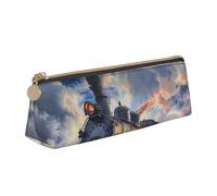 BNVSADC Steam Train Clouds Printed Triangle Pencil Case Leather Pencil Pouch Cute Stationery Pencil Pen Bag for School Office Travel
