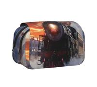 BNVSADC Steam Train Depart Sunset Printed Print Flip Top Double Layer Pencil Case - Large Capacity School Supplies Organizer for Students, Kids, Teens, Artists, Travel & Office Use