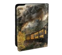 BNVSADC Steam Train Printed Passport Holder Travel PU Leather Passport Cover Case Organiser for Men Women, 6.5 inch