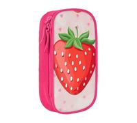 BNVSADC Strawberry Print Printed Pencil Case for Girls Boys, Large Capacity Pencil Pouch Cute Pencil Box Adult Makeup Bag with 2 Compartments, Pink
