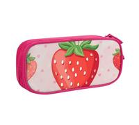 BNVSADC Strawberry Print Printed Pencil Case Large Pen Bag Cute Pencil Box Pouch Office School Stationery Organizer for Girls Boys, Pink