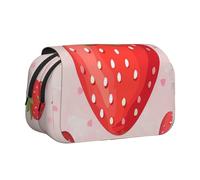 BNVSADC Strawberry Print Printed Print Flip Top Double Layer Pencil Case - Large Capacity School Supplies Organizer for Students, Kids, Teens, Artists, Travel & Office Use