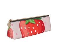 BNVSADC Strawberry Print Printed Triangle Pencil Case Leather Pencil Pouch Cute Stationery Pencil Pen Bag for School Office Travel