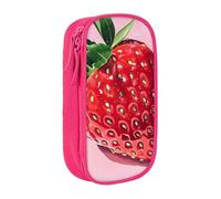 BNVSADC Strawberry Printed Pencil Case for Girls Boys, Large Capacity Pencil Pouch Cute Pencil Box Adult Makeup Bag with 2 Compartments, Pink