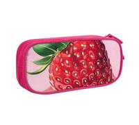 BNVSADC Strawberry Printed Pencil Case Large Pen Bag Cute Pencil Box Pouch Office School Stationery Organizer for Girls Boys, Pink