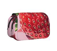 BNVSADC Strawberry Printed Print Flip Top Double Layer Pencil Case - Large Capacity School Supplies Organizer for Students, Kids, Teens, Artists, Travel & Office Use