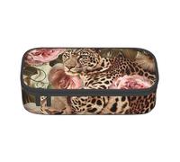 BNVSADC Striped Rose and Leopard Printed Pencil Case Cute Pencil Box Bag Pen Pouch Office School Stationery Organizer for School Travel Work