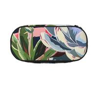 BNVSADC Striped Succulents Printed Pencil Case Cute Pencil Bag Pen Pouch Large Stationery Organizer Makeup Bag for Teen Boys Girls School Students Office