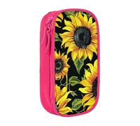 BNVSADC Stylish Floral Sunflower Printed Pencil Case for Girls Boys, Large Capacity Pencil Pouch Cute Pencil Box Adult Makeup Bag with 2 Compartments, Pink
