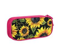 BNVSADC Stylish Floral Sunflower Printed Pencil Case Large Pen Bag Cute Pencil Box Pouch Office School Stationery Organizer for Girls Boys, Pink