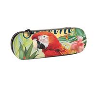 BNVSADC Summer Parrot Pineapple Bird Printed Leather Pencil Pen Case & Makeup Bag - Stylish Hard Shell Pencil Bag Stationery Organizer Pouch for School Office Travel