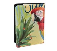 BNVSADC Summer Parrot Pineapple Bird Printed Passport Holder Travel PU Leather Passport Cover Case Organiser for Men Women, 6.5 inch